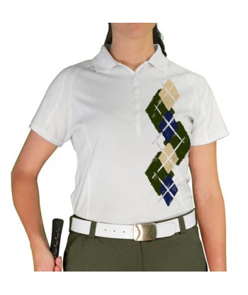 Golf Knickers: Ladies Argyle Paradise Golf Shirt - Olive/Navy/Khaki une grave pollution 