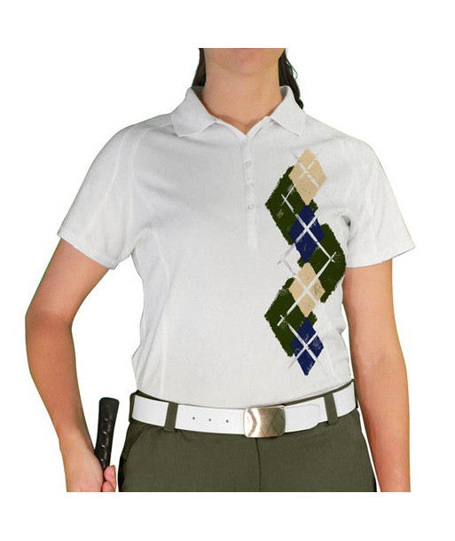 Golf Knickers: Ladies Argyle Paradise Golf Shirt - Olive/Navy/Khaki une grave pollution 