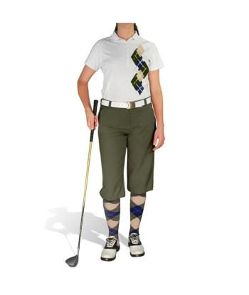 Golf Knickers: Ladies Argyle Paradise Golf Shirt - Olive/Navy/Khaki une grave pollution 