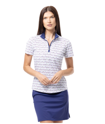 SanSoleil: Ladies Soltek Lux Short Sleeve Print Mock - 900628 À commander