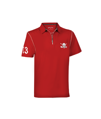 Tattoo Golf: Men's Lucky 13 Hybrid Performance  Polo Golf Shirt - Red/White commande en ligne