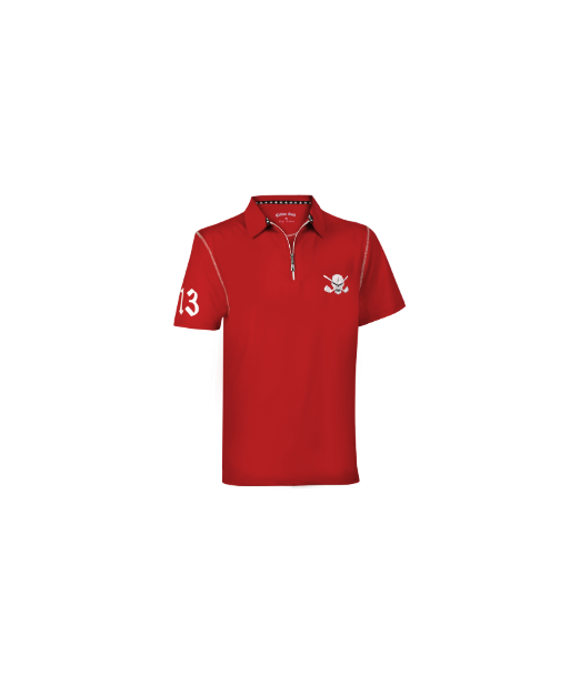 Tattoo Golf: Men's Lucky 13 Hybrid Performance  Polo Golf Shirt - Red/White commande en ligne