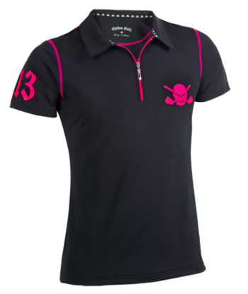 Tattoo Golf: Women's Lucky 13 Hybrid Golf Shirt - Black /Pink livraison gratuite