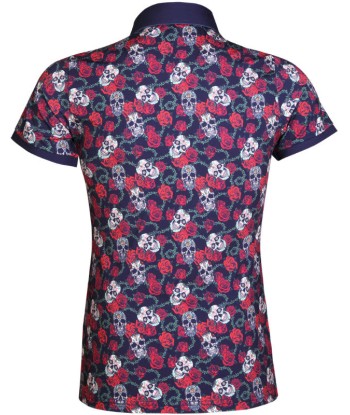 Tattoo Golf: Women's Sugar Skull Cool-Stretch Golf Shirt - Dark Blue solde