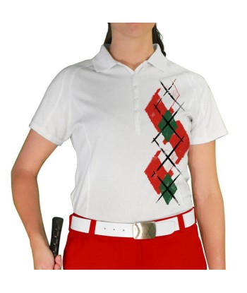 Golf Knickers: Ladies Argyle Paradise Golf Shirt - Red/Dark Green/White plus qu'un jeu 