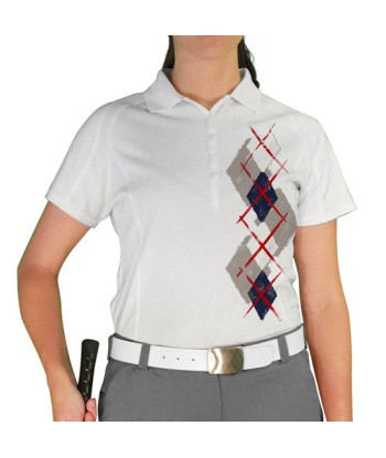 Golf Knickers: Ladies Argyle Paradise Golf Shirt - Taupe/Navy/White une grave pollution 