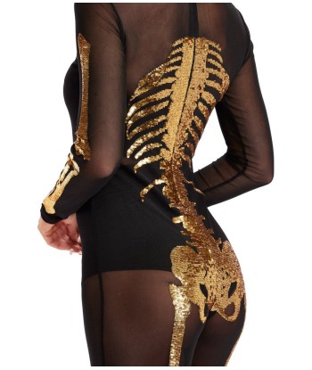 Gold Skeleton Mesh Costume le des métaux précieux