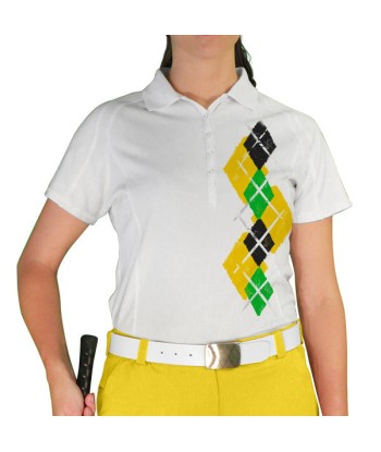 Golf Knickers: Ladies Argyle Paradise Golf Shirt - Yellow/Lime/Black online