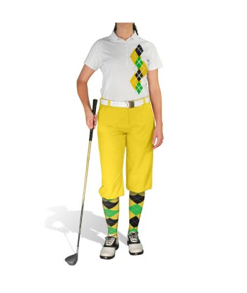 Golf Knickers: Ladies Argyle Paradise Golf Shirt - Yellow/Lime/Black online