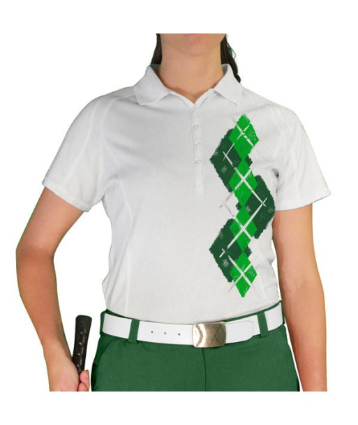 Golf Knickers: Ladies Argyle Paradise Golf Shirt - Dark Green/Lime une grave pollution 