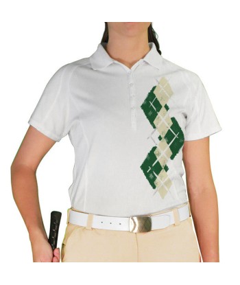 Golf Knickers: Ladies Argyle Paradise Golf Shirt - Dark Green/Natural france