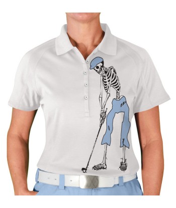 Golf Knickers: Womens Halloween Golf Shirt - Golfing Skeleton JUSQU'A -70%! 