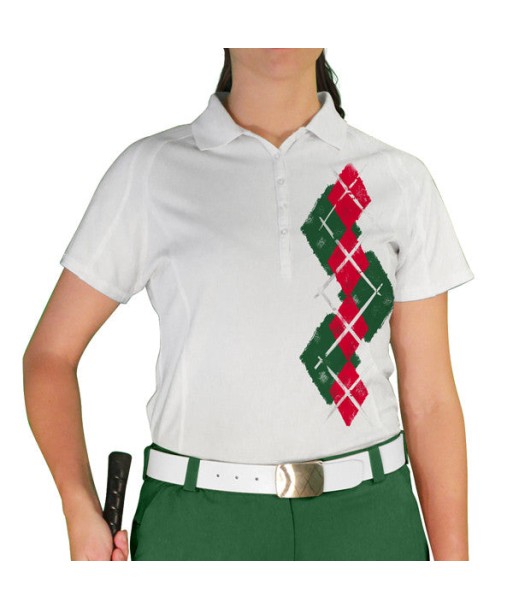 Golf Knickers: Ladies Argyle Paradise Golf Shirt - Dark Green/Red Venez découvrir notre 