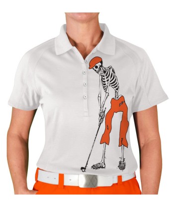 Golf Knickers: Womens Halloween Golf Shirt - Golfing Skeleton JUSQU'A -70%! 