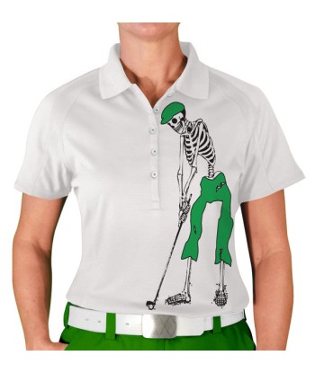 Golf Knickers: Womens Halloween Golf Shirt - Golfing Skeleton JUSQU'A -70%! 