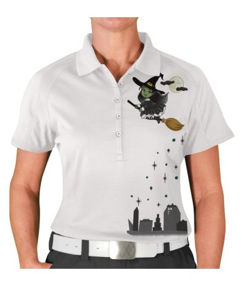 Golf Knickers: Womens Halloween Golf Shirt - Flying Witch une grave pollution 