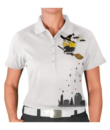 Golf Knickers: Womens Halloween Golf Shirt - Flying Witch une grave pollution 