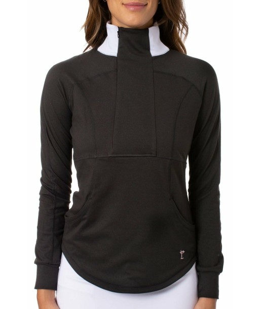 Golftini Women's Black Contrast Quarter Zip Pullover (Size Medium) SALE En savoir plus