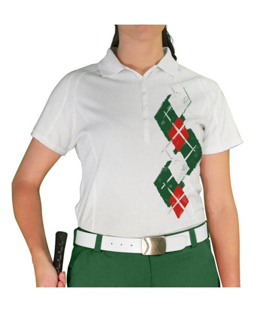 Golf Knickers: Ladies Argyle Paradise Golf Shirt - Dark Green/Red/White une grave pollution 