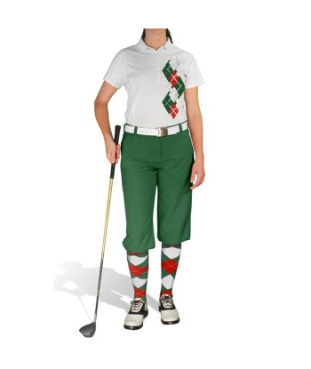 Golf Knickers: Ladies Argyle Paradise Golf Shirt - Dark Green/Red/White une grave pollution 