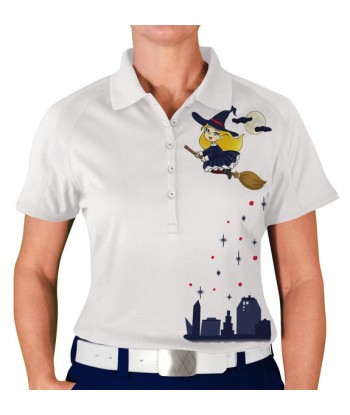 Golf Knickers: Womens Halloween Golf Shirt - Flying Witch une grave pollution 