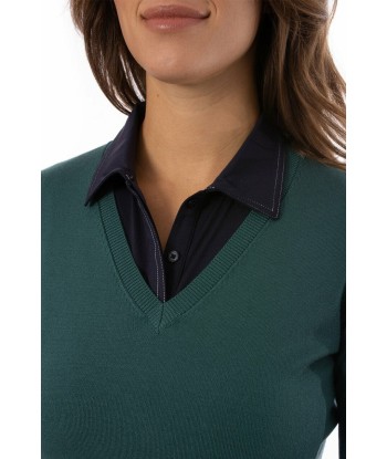 Golftini Women's Forest Green Long Sleeve V-Neck Sweater (Size X-Large) SALE la livraison gratuite