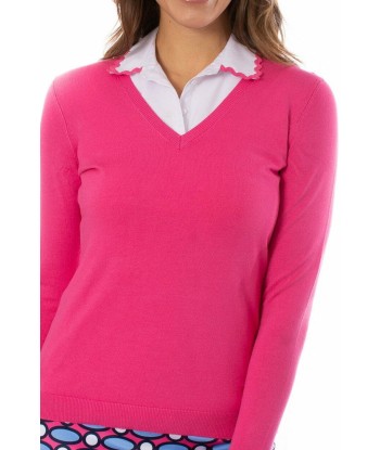 Golftini Women's Hot Pink Long Sleeve V-Neck Sweater (Size Large) SALE hantent personnes