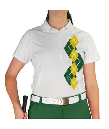 Golf Knickers: Ladies Argyle Paradise Golf Shirt - Dark Green/Yellow de la marque