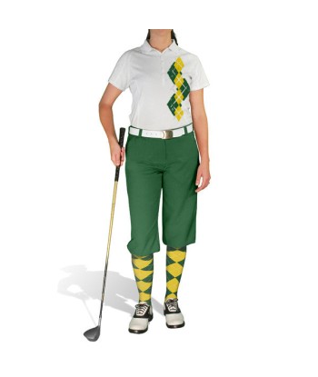 Golf Knickers: Ladies Argyle Paradise Golf Shirt - Dark Green/Yellow de la marque