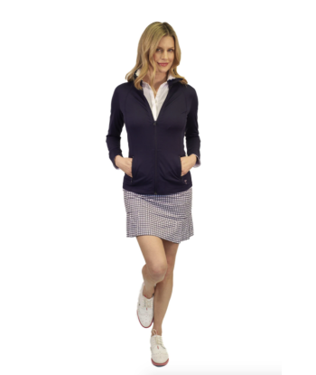 Golftini Women's Navy & White Getaway Gingham Side Pleat Skort (Size 6) SALE 2 - 3 jours ouvrés.