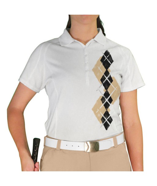 Golf Knickers: Ladies Argyle Paradise Golf Shirt - Khaki/Black l'achat 