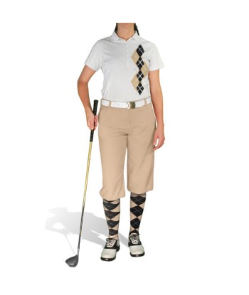 Golf Knickers: Ladies Argyle Paradise Golf Shirt - Khaki/Black l'achat 