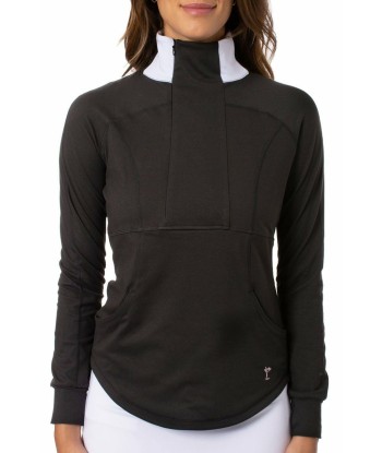 Golftini: Women's Contrast Quarter Zip Pullover -  Black en ligne des produits 