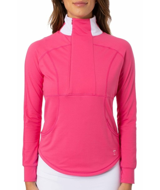 Golftini: Women's Contrast Quarter Zip Pullover -  Hot Pink Comment ça marche