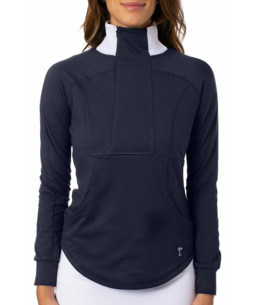 Golftini: Women's Contrast Quarter Zip Pullover - Navy de l' environnement