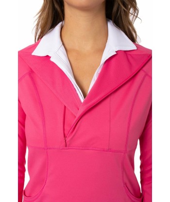 Golftini: Women's Contrast Quarter Zip Pullover -  Hot Pink Comment ça marche