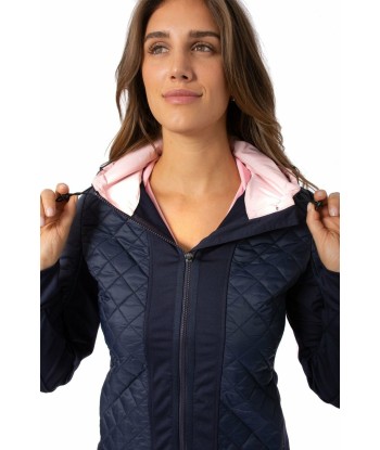 Golftini: Women's Hooded Windbreaker Jacket - Navy/Light Pink france