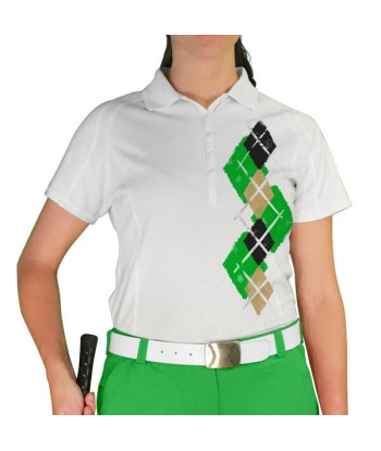 Golf Knickers: Ladies Argyle Paradise Golf Shirt - Lime/Khaki/Black vente chaude votre 