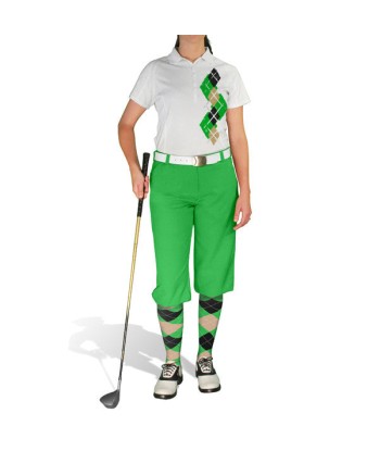 Golf Knickers: Ladies Argyle Paradise Golf Shirt - Lime/Khaki/Black vente chaude votre 