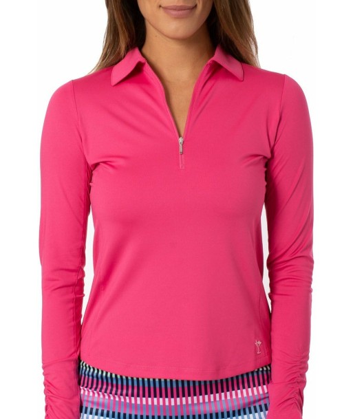 Golftini: Women's Long Sleeve Breathable Panel Zip Tech Polo - Hot Pink ouvre sa boutique