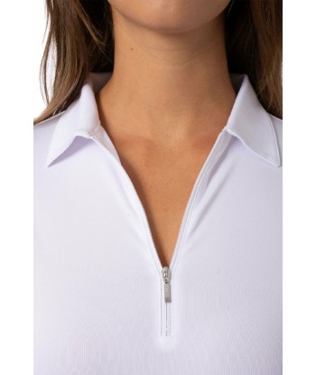 Golftini: Women's Long Sleeve Breathable Panel Zip Tech Polo - White la livraison gratuite