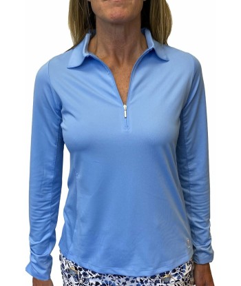 Golftini: Women's Long Sleeve Breathable Zip Tech Polo - Sky Blue à prix réduit toute l'année