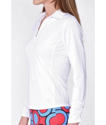 Golftini: Women's Long Sleeve Breathable Panel Zip Tech Polo - White (Size: Medium) SALE chez Cornerstreet bien 