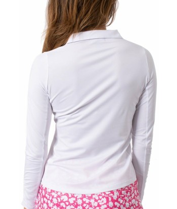 Golftini: Women's Long Sleeve Breathable Panel Zip Tech Polo - White la livraison gratuite