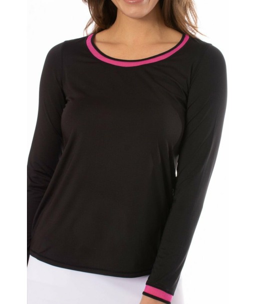 Golftini: Women's Long Sleeve Mesh Trim Top - Black online