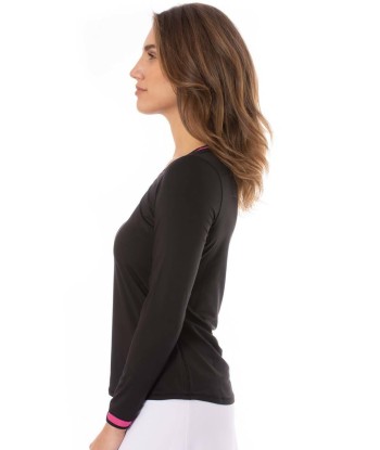 Golftini: Women's Long Sleeve Mesh Trim Top - Black online