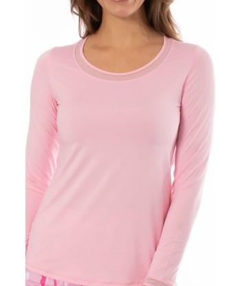 Golftini: Women's Long Sleeve Mesh Trim Top - Light Pink la colonne vertébrale