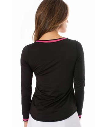 Golftini: Women's Long Sleeve Mesh Trim Top - Black online