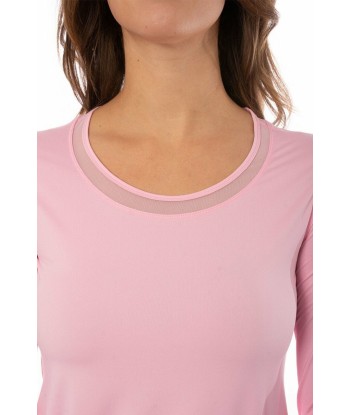 Golftini: Women's Long Sleeve Mesh Trim Top - Light Pink la colonne vertébrale