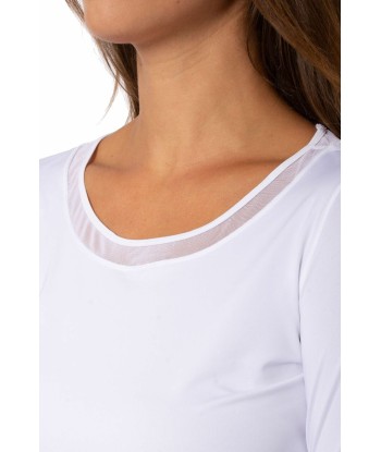 Golftini: Women's Long Sleeve Mesh Trim Top - White la livraison gratuite